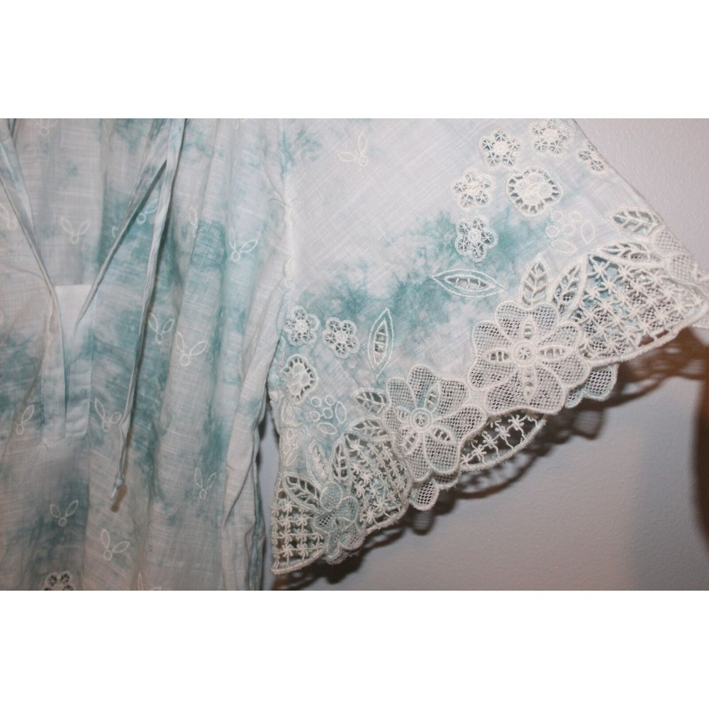 ✨2/$20 By Anthropologie Olivia Tye Dye Embroidered Crochet Lace Top XS Anthro - Picture 9 of 13